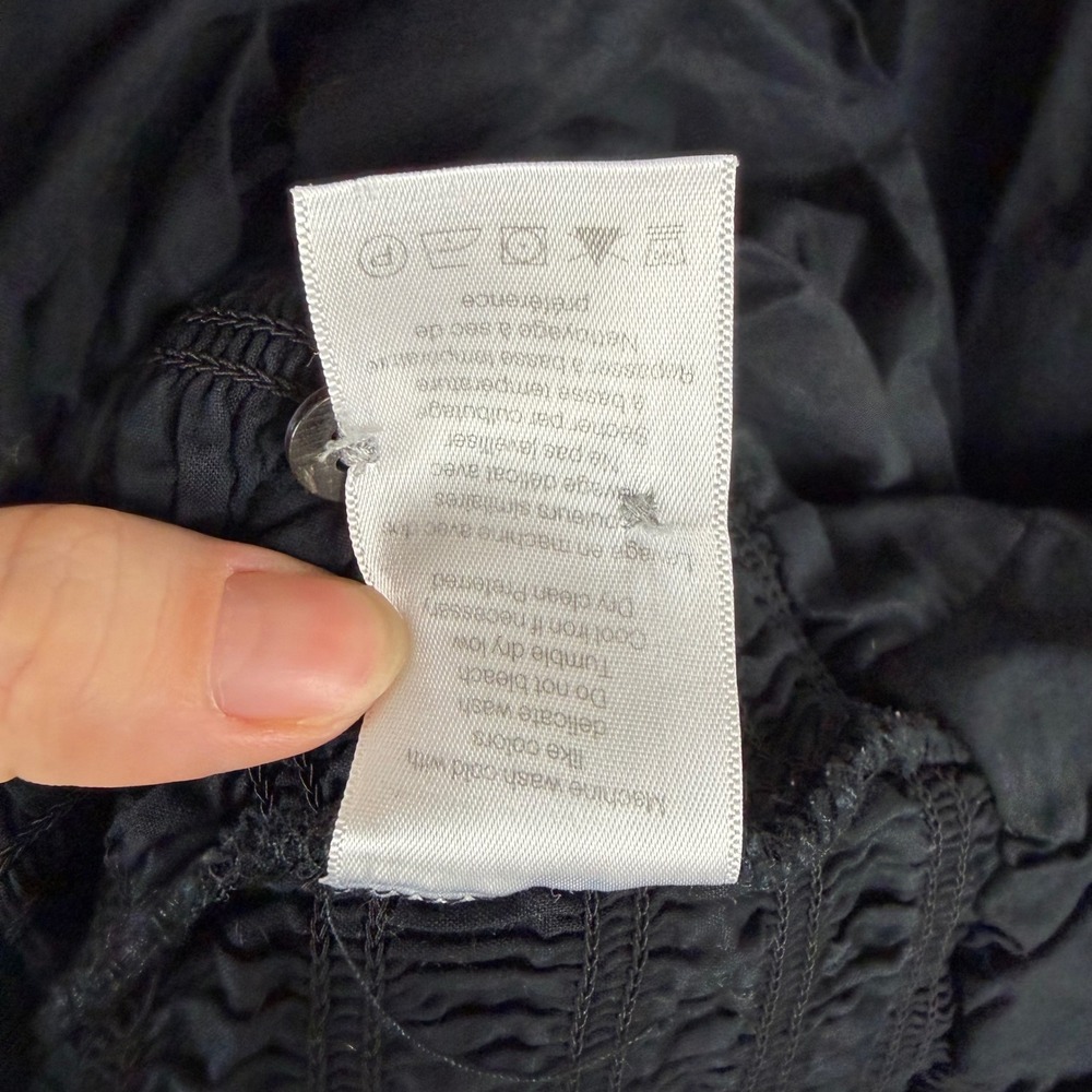 Veronica Beard Newport Dress Size 14 Black Cotton Smocked Minimalist Stretch LBD - Picture 10 of 16